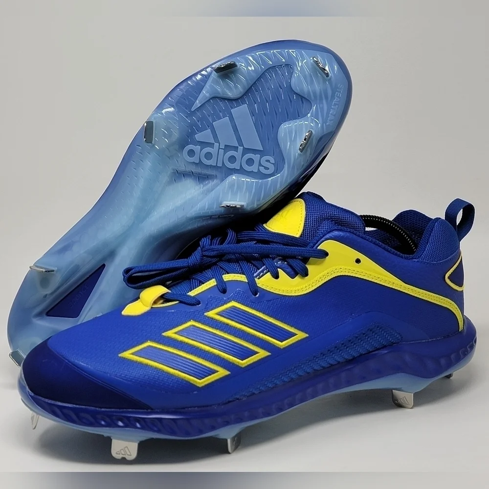 Adidas Bounce Baseball Metal Cleats GZ0451 Men's Size 13.5 Blue/Yellow New